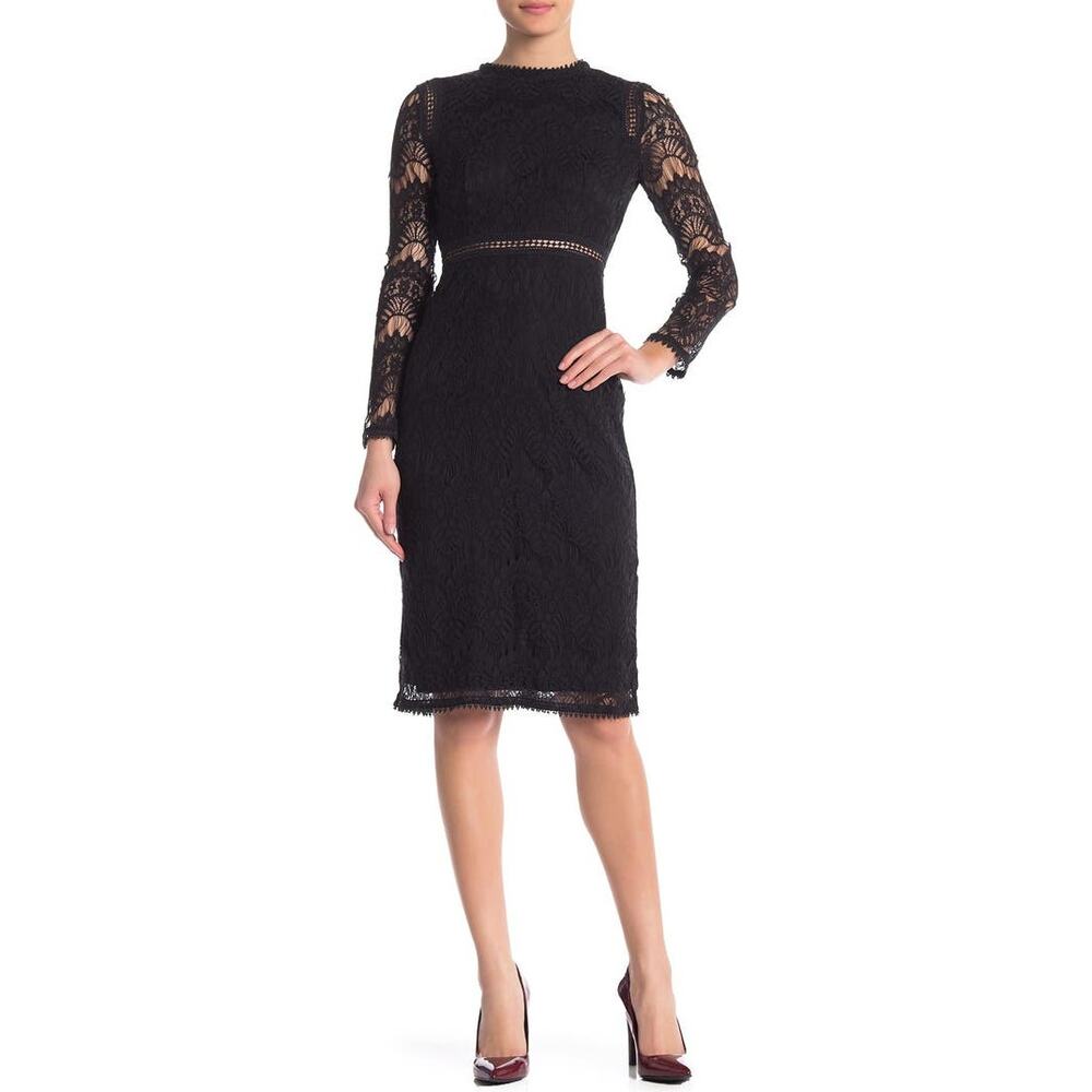 Love by Design New Women's Long Sleeve Lace Overlay Dress Black Size XS